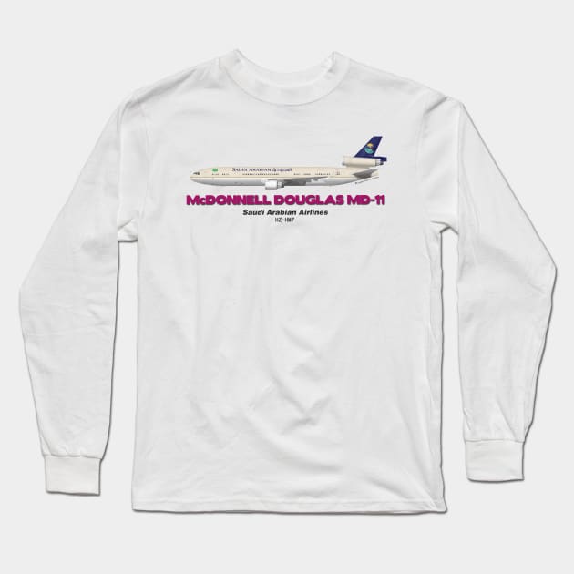 McDonnell Douglas MD-11 - Saudi Arabian Airlines Long Sleeve T-Shirt by TheArtofFlying